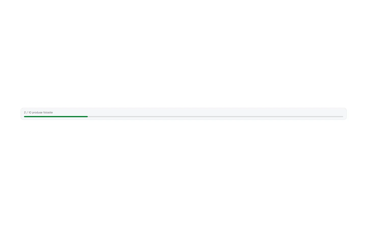 Banda de sub filtre cu bara de progres și textul de produse folosite